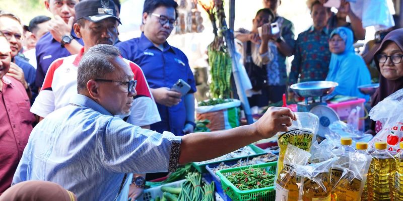 Cek Pasar Rakyat Lampung Selatan, Mendag Zulhas Jamin Harga Bapok Stabil