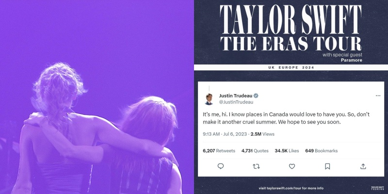 On Twitter, PM Trudeau asks Taylor Swift to add Canada to the Eras tour
