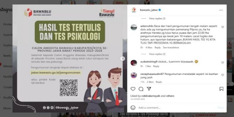 Kinerja Timsel Bawaslu Kabupaten/Kota di Jabar Diduga Tak Profesional