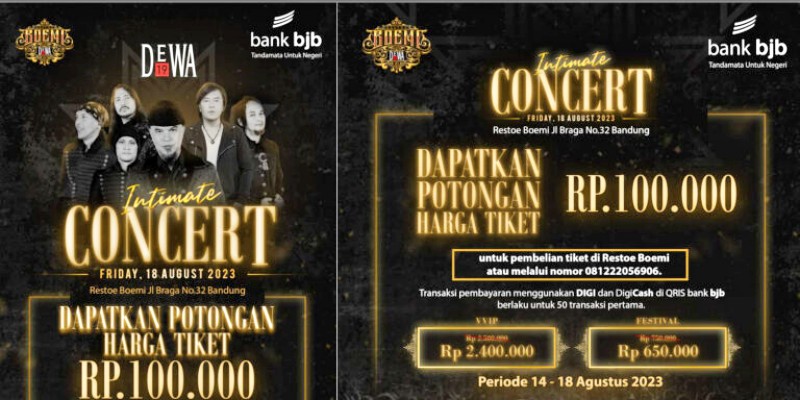Nonton Dewa 19 di Bandung, bank bjb Siapkan Promo DIGI dan DigiCash