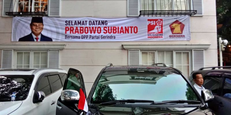 Tiba di Markas PSI, Prabowo Didampingi Elite Gerindra