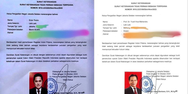 Bursa Cawapres Prabowo, Erick Thohir hingga Yusril Bikin Surat Keterangan Bebas Pidana