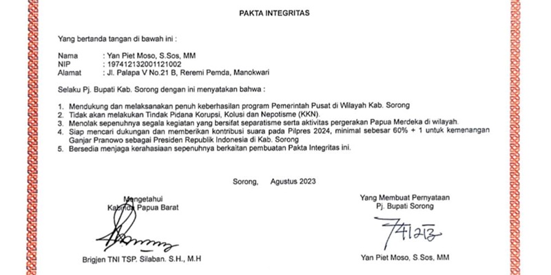 KPK Masih Cek Kebenaran Pakta Integritas PJ Bupati Sorong yang Menangkan Ganjar