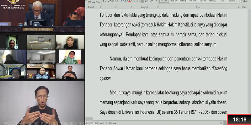 Dissenting Opinion, Bintan R Saragih Minta Anwar Usman Dipecat Tidak dengan Hormat