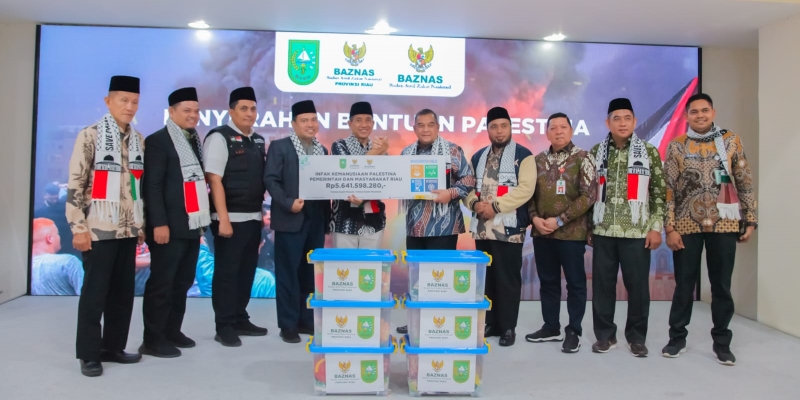 Solidaritas Palestina, Pemprov dan Baznas Riau Salurkan Infak Rp5,6 M