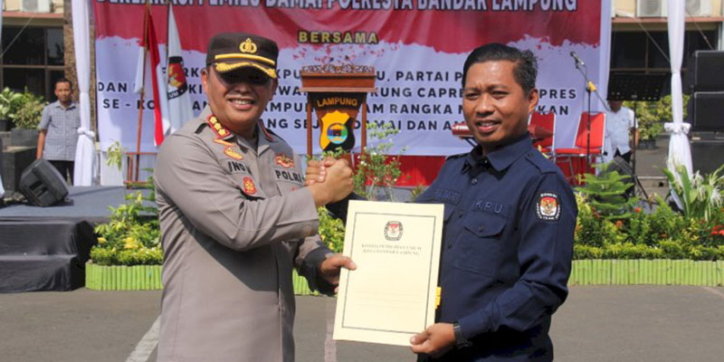 Deklarasikan Pemilu Damai, Polresta Bandar Lampung Ajak Masyarakat Ikut Mengawal
