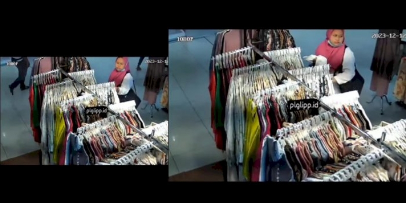 Terekam CCTV, Wanita Hamil Kepergok Curi Baju di Mal