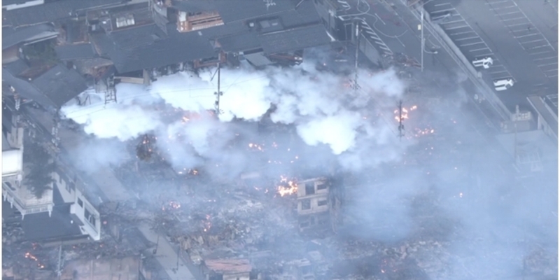Lebih dari 100 Bangunan di Kota Wajima Terbakar Usai Gempa