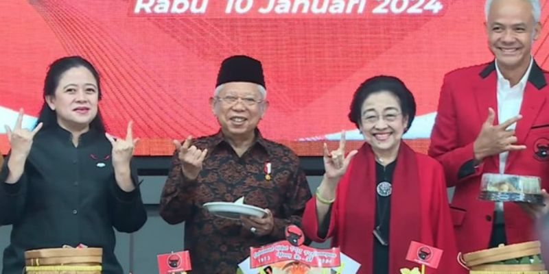 Wapres Maruf Amin Salam Tiga Jari, PDIP: Beliau Keluarga Besar dan Jadi Bagian Utama PDIP