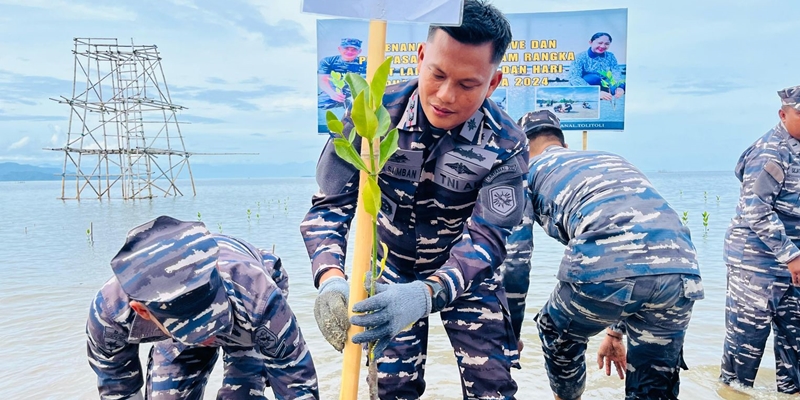 Cegah Abrasi, TNI AL Tanam Ribuan Bibit Mangrove di Tolitoli