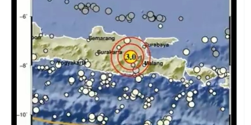 Senin Pagi, Jombang Diguncang Gempa Darat Magnitudo 3.0