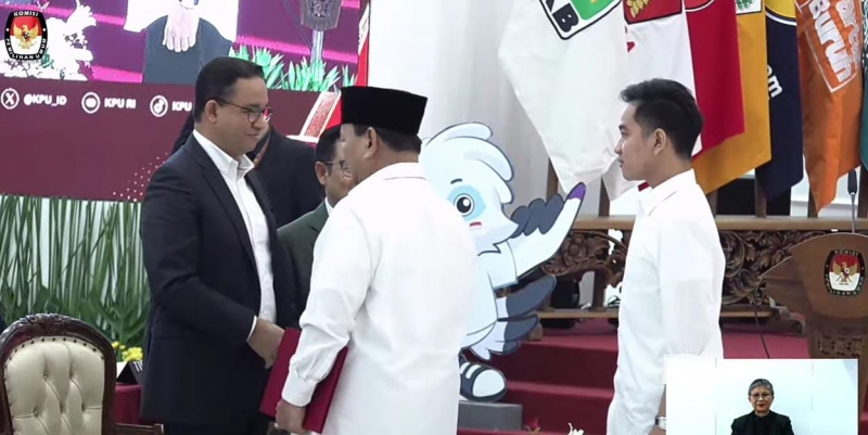 Prabowo-Gibran Salami Anies-Muhaimin Usai Penetapan Presiden-Wapres Terpilih