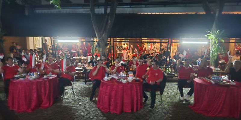 Meski Kalah, Nobar Tim Indonesia di Mako BIN Meriah