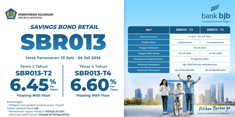 Ada Kupon 6.60 Persen, bank bjb Tawarkan <i>Savings Bond Retail</i> Seri SBR013