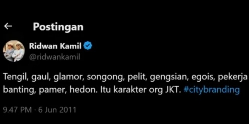 RK Minta Maaf Tuduh Warga Jakarta Tengil dan Songong