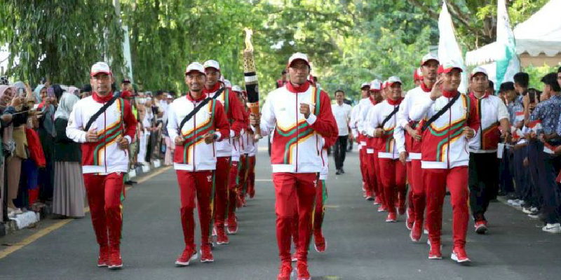 Kirab Api PON XXI Aceh-Sumut Tiba di Kota Jantho