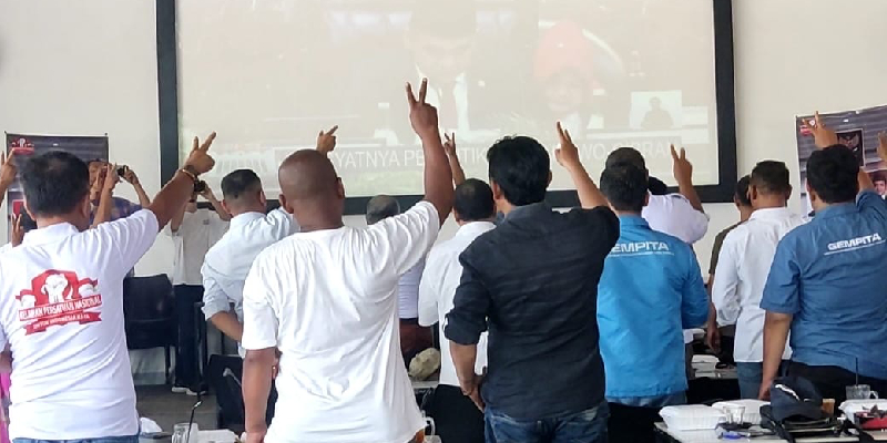 Relawan Gelar Nobar Pelantikan Prabowo di Sumut