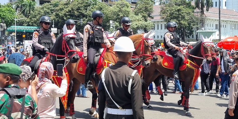 Pasukan Polisi Berkuda Disiagakan Sambut Prabowo-Gibran di Istana Merdeka