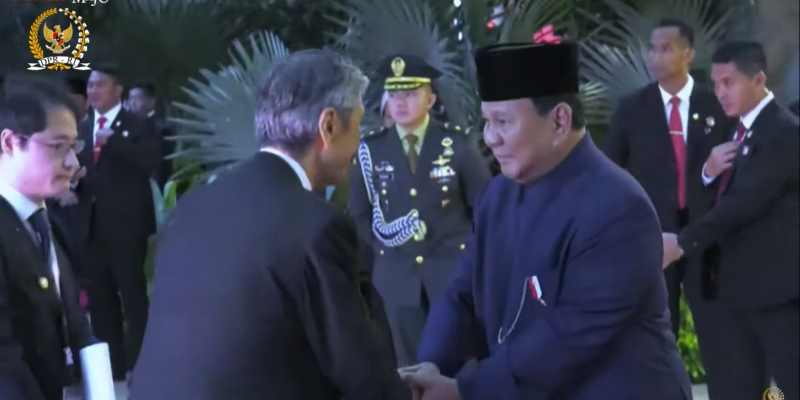 Prabowo Sambut Kedatangan Tamu Negara di Kompleks MPR