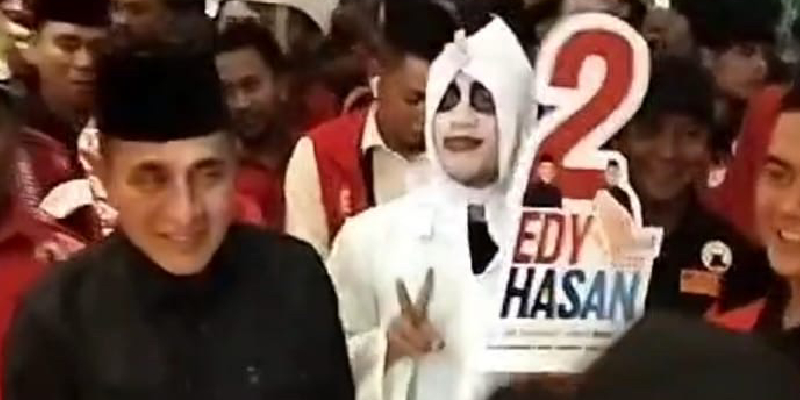 Edy Rahmayadi Didampingi Pocong Menuju Arena Debat Perdana Pilgub Sumut 2024