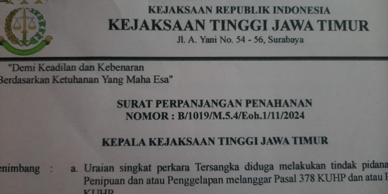 Kejati Jatim Dikabarkan Perpanjang Penahanan Mantan Notaris Wahyudi Suyanto