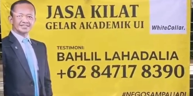 Viral Spanduk Jasa Kilat Gelar Akademik UI Bergambar Bahlil Lahadalia