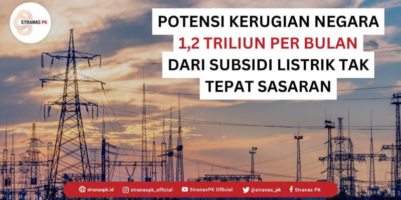 Stranas PK: Negara Rugi Rp1,2 Triliun per Bulan akibat Subsidi Listrik Tidak Tepat Sasaran