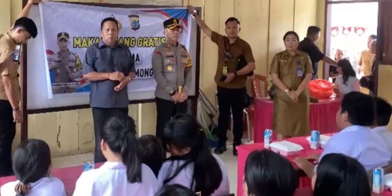 Polres Bolmong Dukung Program Pemerintah Beri Anak SD Makan Gratis