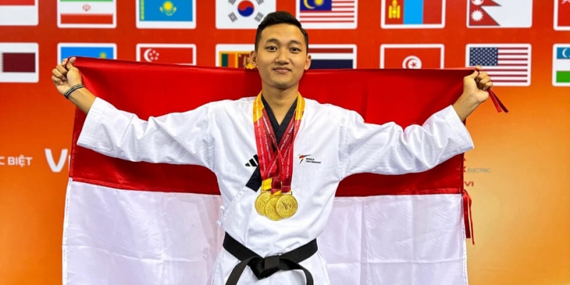 Bripda Rizky Borong 3 Medali Emas di Kejuaraan  Taekwondo Internasional