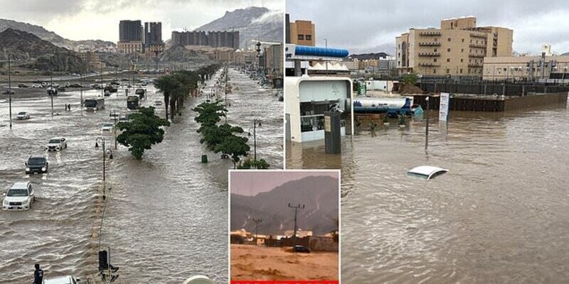 Makkah Dilanda Banjir, Jalan Raya Terendam Hingga Mobil Hanyut