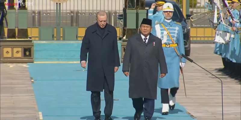 Presiden Turki Recep Tayyip Erdogan dan Presiden Prabowo Subianto di Istana Kepresidenan di Ankara pada Kamis, 10 April 2025/Repro