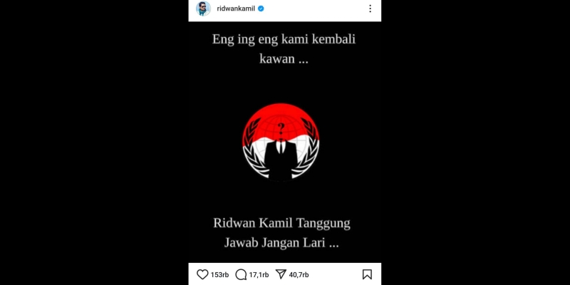Lapor Meta, Instagram Ridwan Kamil Unggah Pesan Tanggung Jawab