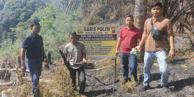 Polres Kuantan Singingi Tangkap Tiga Pelaku Tindak Pidana Pembakaran Hutan Lindung