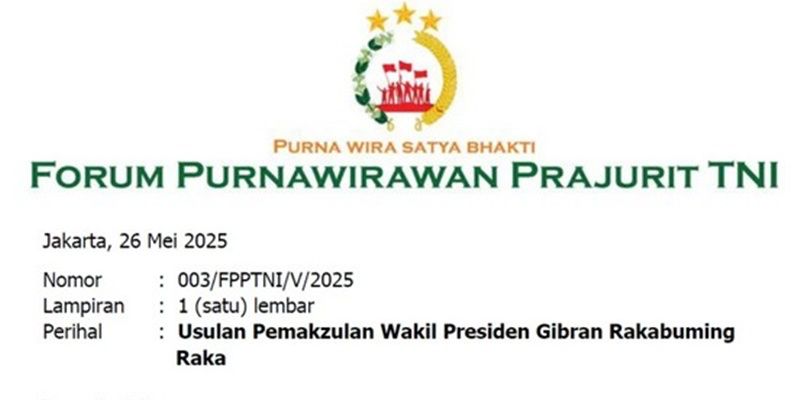 Parlemen Diminta Tindaklanjuti Surat Gugatan Pemakzulan Gibran