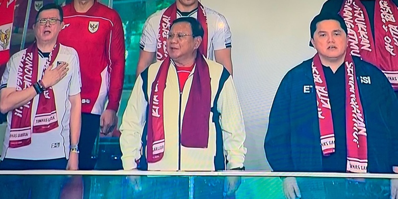 Prabowo Ikut Menyemangati Tim Garuda Hadapi Negeri Xi Jinping