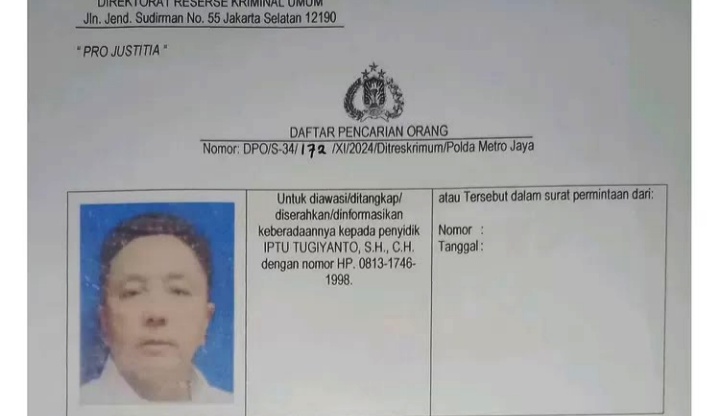 Haksono Santoso Tersangka Kasus Penggelapan, Masuk Daftar Pencarian Orang