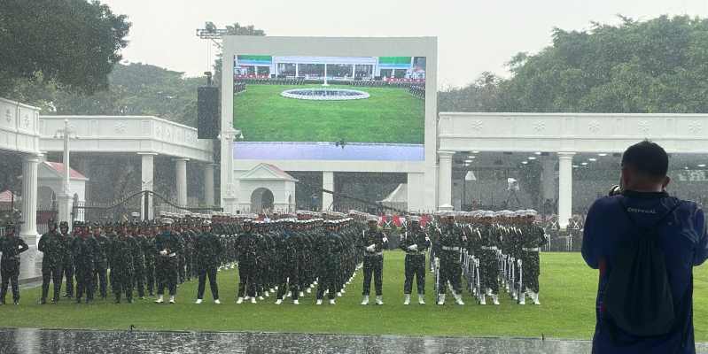Paskibraka HUT RI Tetap Gladi Kotor Meski Hujan Lebat