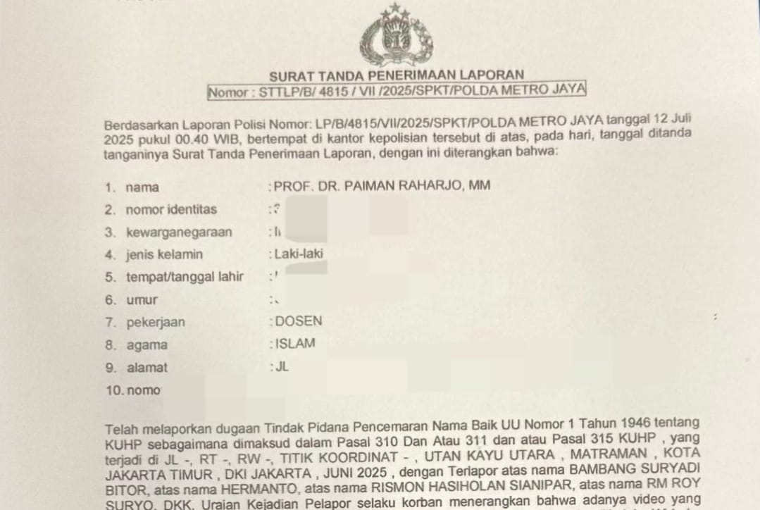 Paiman Laporkan Beathor Cs Terkait Tuduhan Cetak Ijazah Jokowi