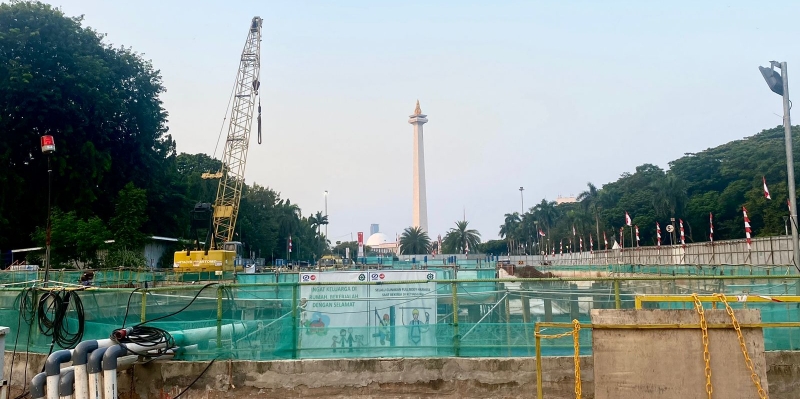 Ini Penampakan Progres Pembangunan Stasiun MRT Monas