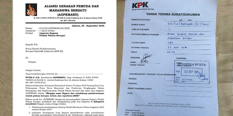 Bupati Manokwari Dilaporkan ke KPK Terkait Dugaan Korupsi Dua Proyek