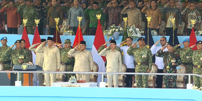 Prabowo Pimpin Upacara HUT ke-80 TNI di Monas