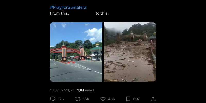 Tagar PrayForSumatera Trending di X, Warganet Desak Penanganan Cepat Bencana