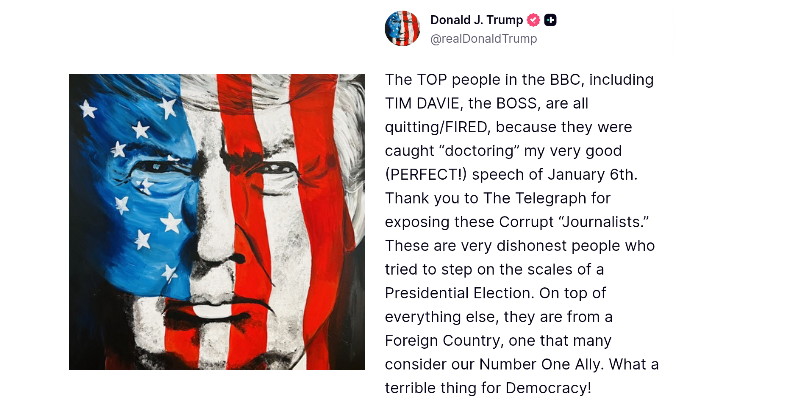 Dua Petinggi BBC Mundur Usai Skandal Penyuntingan Pidato Trump