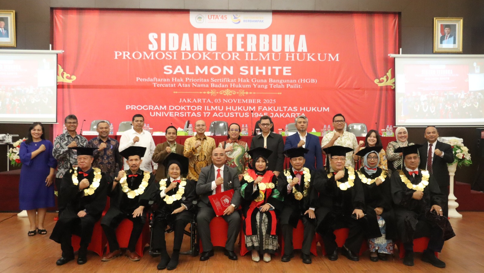 Salmon Sihite Angkat Disertasi Perlindungan Hukum HGB Badan Hukum yang Telah Pailit