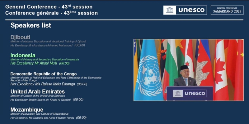 Pidato Mendikdasmen jadi Awal Bahasa Indonesia sebagai Bahasa Kerja di Sidang Umum UNESCO