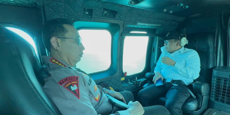 Kapolri dan Panglima TNI Pantau Pelabuhan Merak Via Helikopter