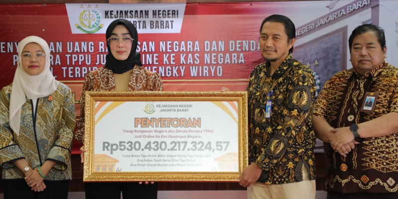 Kejari Jakbar Setor Rp530 Miliar Uang Rampasan Judol ke Negara