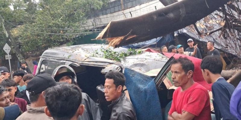 Mobil Tertimpa Pohon Tumbang di Bandung, Sopir Tewas