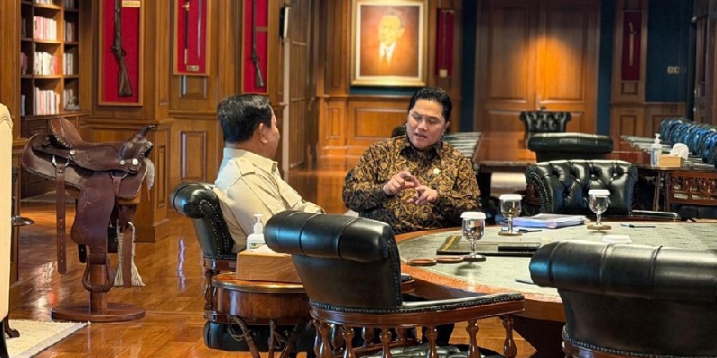 Prabowo-Erick Thohir Rapat di Hambalang, Bahas Proyek Pusat Pelatihan Timnas
