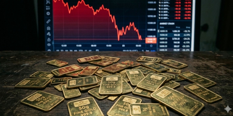 Emas Antam Merosot Rp10.000, Turun ke Level Rp2,73 Juta per 